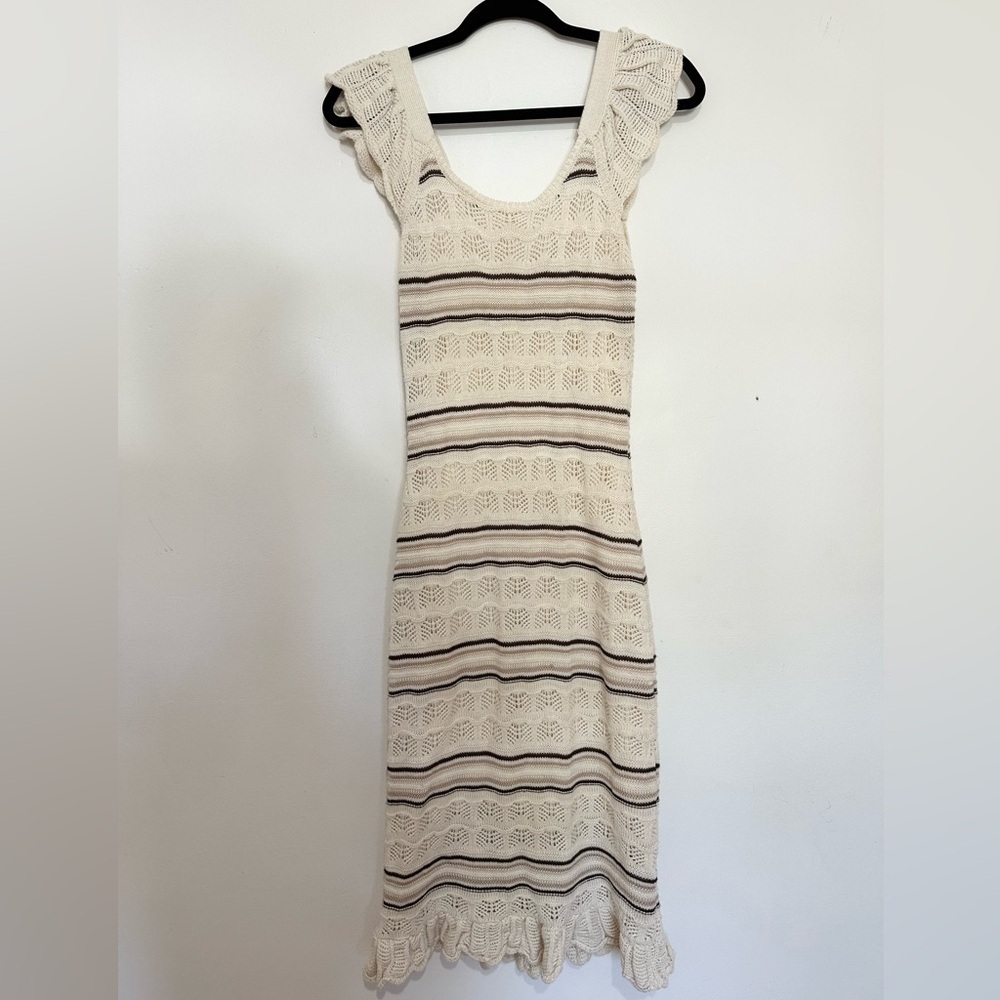 Freshman1996 crochet midi fluster dress long size XS cottage core beach dainty